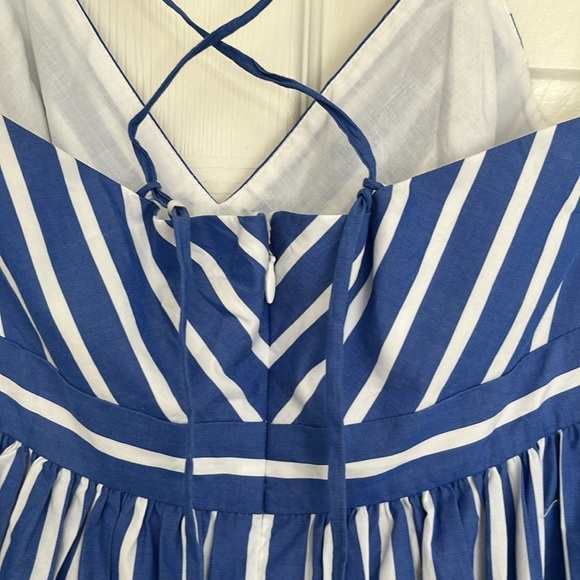 J.Crew Long Drapey Spaghetti-strap Maxi in White Blue Stripe Dress - Picture 10 of 13
